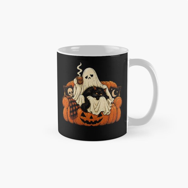 Item preview, Meh Ghost Sitting On Pumpkin Armchair Cute Fluffy Cat  designed and sold by elongatedjazz.