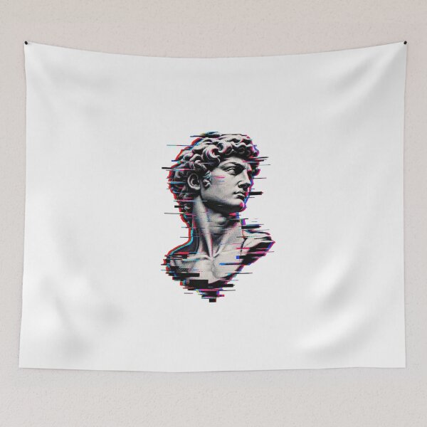 Item preview, Glitch Marble – Retro Cyberpunk Statue T-Shirt Design designed and sold by LarkLeaf.