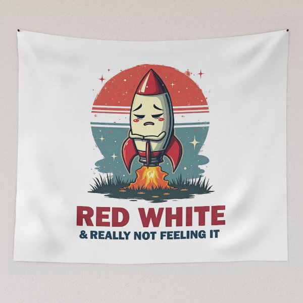 Item preview, Red White & Really Not Feeling It Funny 4th of July Retro designed and sold by EmiBarDesign.