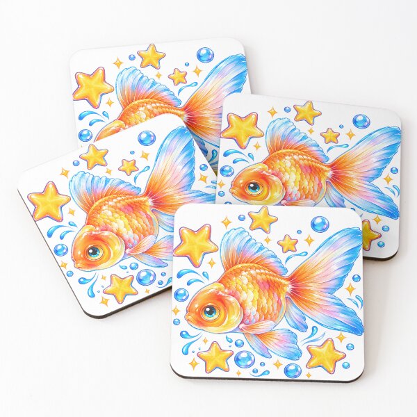 Item preview, Cute Starry Goldfish Kawaii Watercolor Fish Design designed and sold by VGAfanatic.