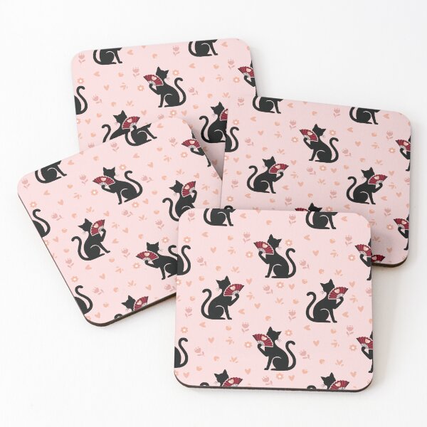Item preview, Black Cat Holding Fan Seamless Pattern designed and sold by prapapon.