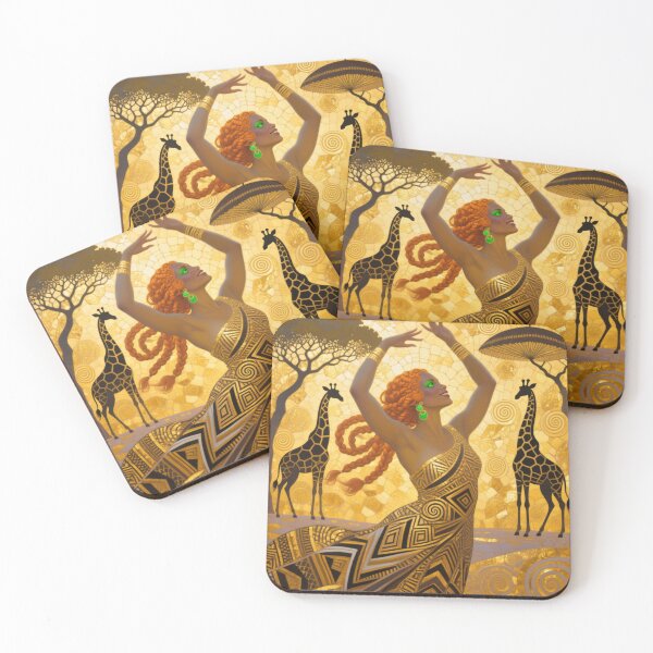 Item preview, Gustav Klimt art Nouveau style African Dancer Portrait with giraffes designed and sold by Vintage Designs +.