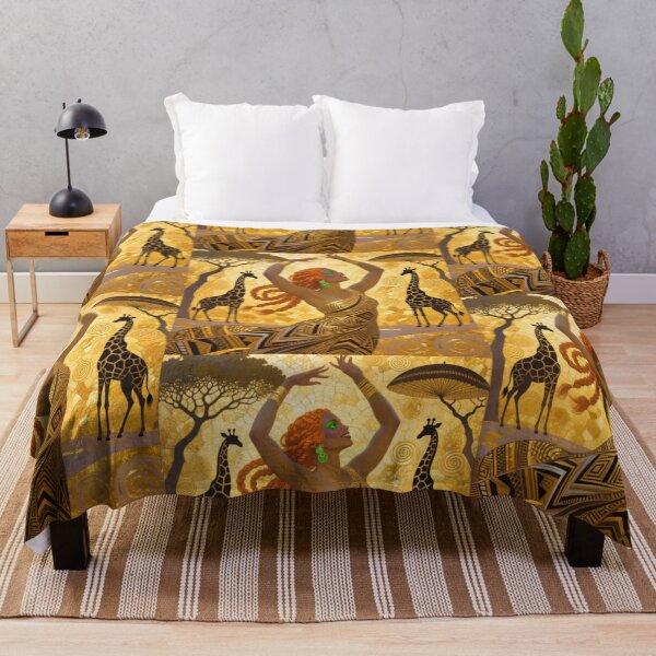 Item preview, Gustav Klimt art Nouveau style African Dancer Portrait with giraffes designed and sold by Vintage Designs +.