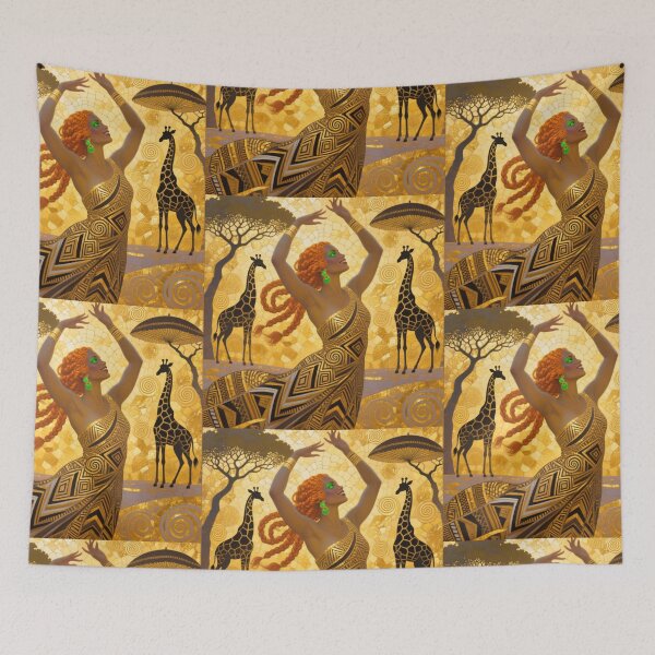 Item preview, Gustav Klimt art Nouveau style African Dancer Portrait with giraffes designed and sold by Vintage Designs +.