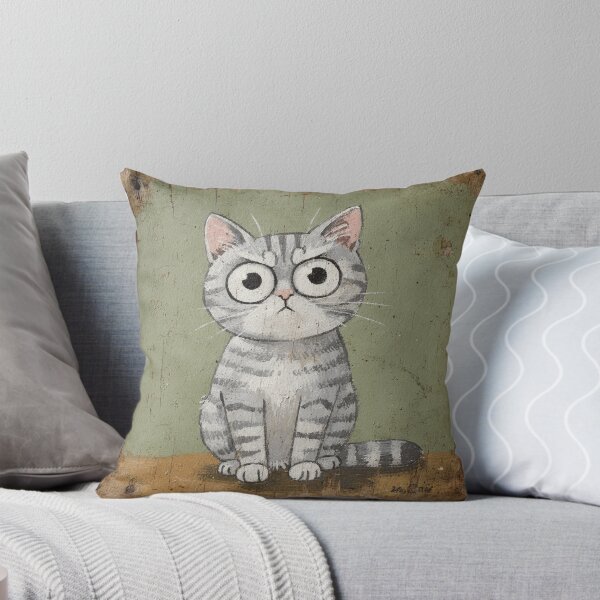 Item preview, Startled Silver Tabby With Saucer Eyes designed and sold by PictorialWhimsy.