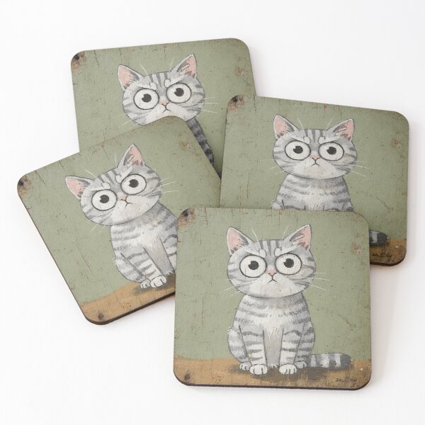 Item preview, Startled Silver Tabby With Saucer Eyes designed and sold by PictorialWhimsy.