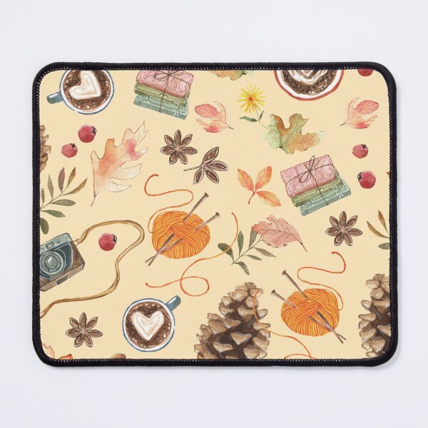 Item preview, Cozy Autumn Coffee and Knitting Cottagecore Pattern designed and sold by FestivityFinds.