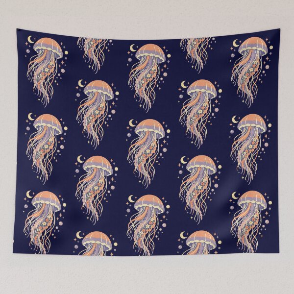 Item preview, Celestial Jellyfish – Cosmic Floral Fantasy Illustration designed and sold by Dogandesighn.