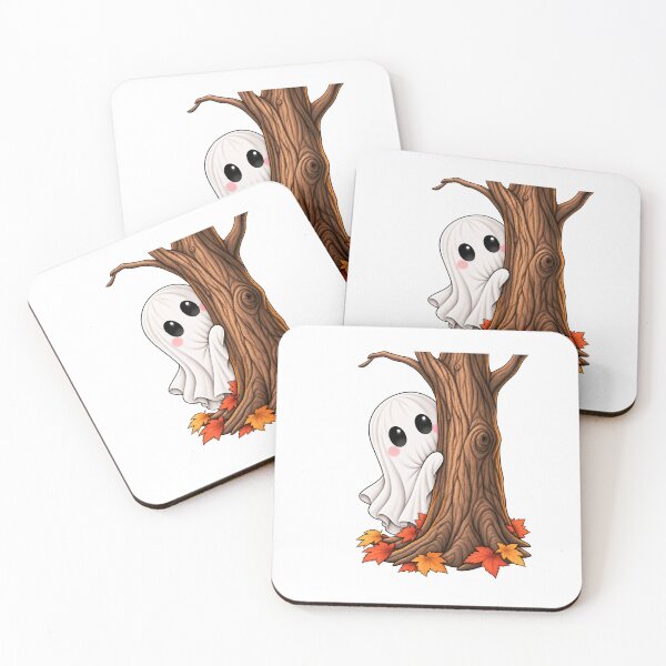 Item preview, Cute Ghost Playing Hide and Seek Behind a Tree designed and sold by House Of Hauntlings.