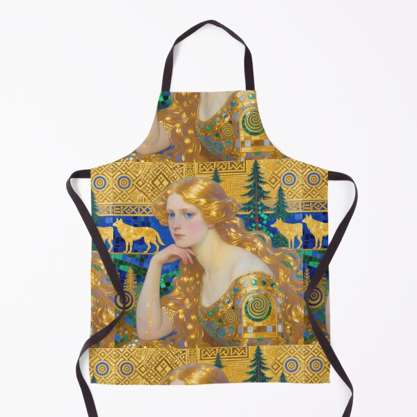 Item preview, Gustav Klimt art Nouveau style Rose Gold blonde girl Wolf Portrait designed and sold by Vintage Designs +.