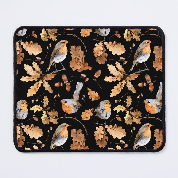 Item preview, Autumn Robin and Woodland Leaves Cottagecore Pattern designed and sold by FestivityFinds.