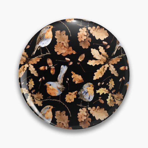 Item preview, Autumn Robin and Woodland Leaves Cottagecore Pattern designed and sold by FestivityFinds.