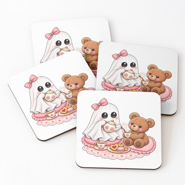 Item preview, Cute Ghost & Teddy Bear Tea Party designed and sold by House Of Hauntlings.