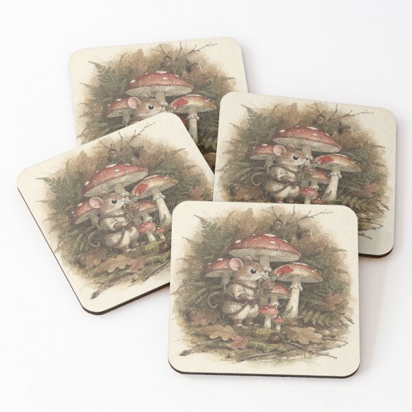 Item preview, Mouse Folk Painting Toadstool Umbrellas designed and sold by PictorialWhimsy.