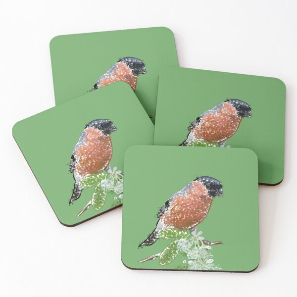 Item preview, Bullfinch on flowering branch for dark designs designed and sold by TruemmerLiebe.
