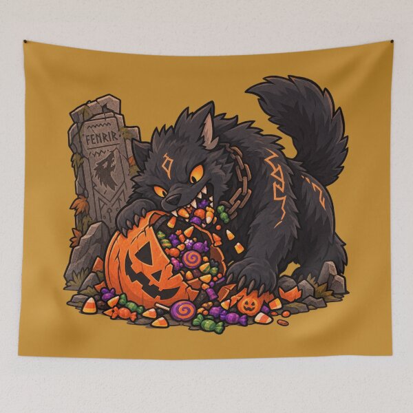 Item preview, Fenrir Eating Halloween Candy – Norse Mythology Halloween designed and sold by MythoWorldddd.