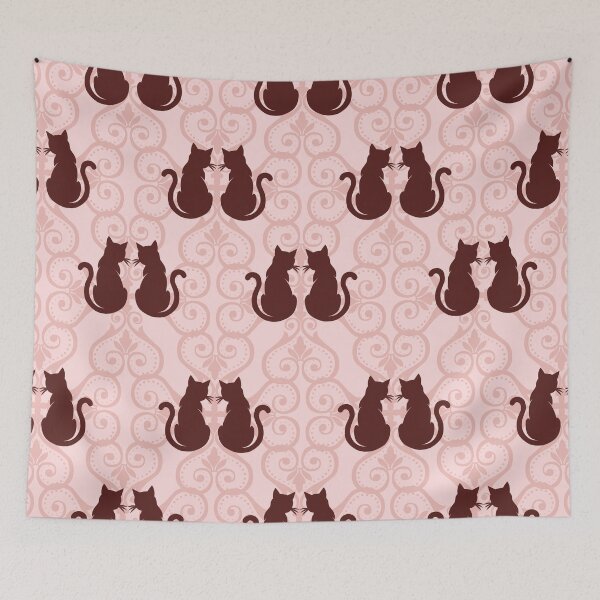 Item preview, Cat Couple Damask Vintage Seamless Pattern designed and sold by prapapon.