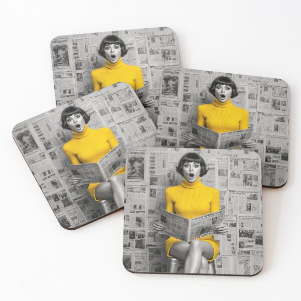 Item preview, Vintage Fashion Editorial – Yellow Dress, Newspaper Art & Retro Style designed and sold by EatPrayLive.