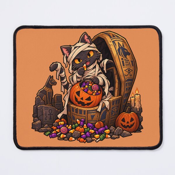 Item preview, Spooky Mummy Kitty with Halloween Candies & Jack O'Lantern designed and sold by MythoWorldddd.