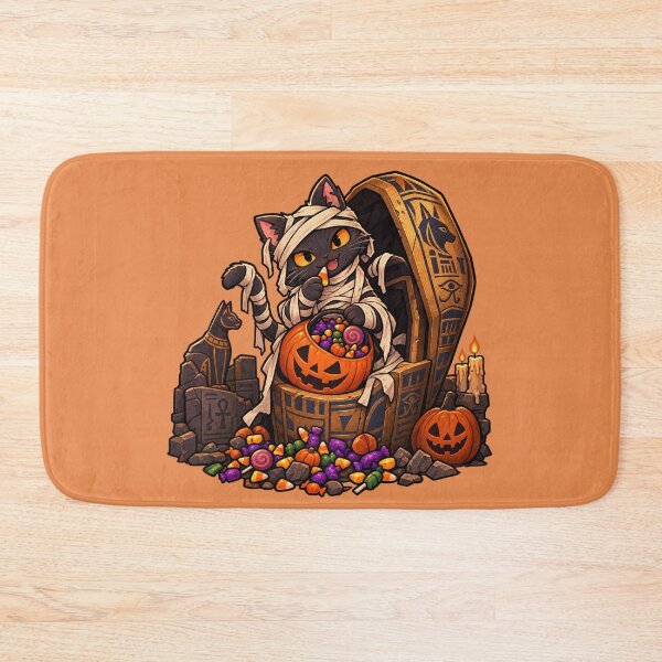 Item preview, Spooky Mummy Kitty with Halloween Candies & Jack O'Lantern designed and sold by MythoWorldddd.
