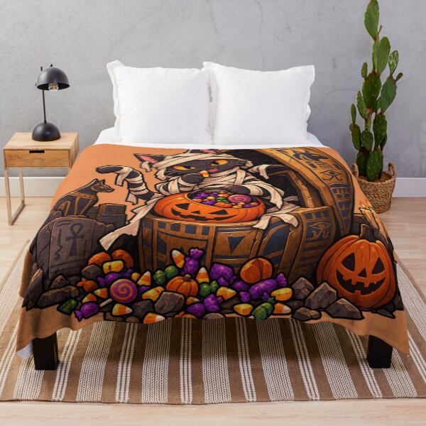 Item preview, Spooky Mummy Kitty with Halloween Candies & Jack O'Lantern designed and sold by MythoWorldddd.