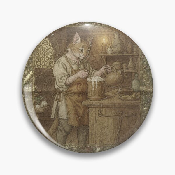 Item preview, Medieval Cat Tavernkeeper Pouring Ale designed and sold by PictorialWhimsy.