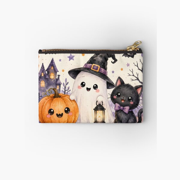 Item preview, Have a Spook-tacular Halloween – Cute Watercolor Ghost, Black Cat & Pumpkin designed and sold by blankTeeShirt.