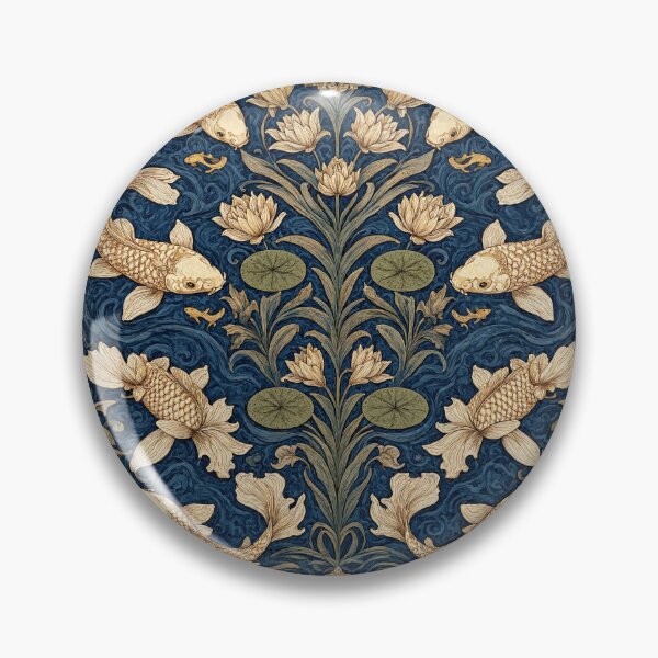 Item preview, Beautiful Koi Carp fish Fresco after William Morris pattern design designed and sold by Vintage Designs +.