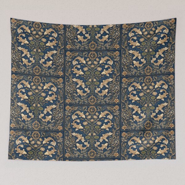 Item preview, Beautiful Koi Carp fish Fresco after William Morris pattern design designed and sold by Vintage Designs +.