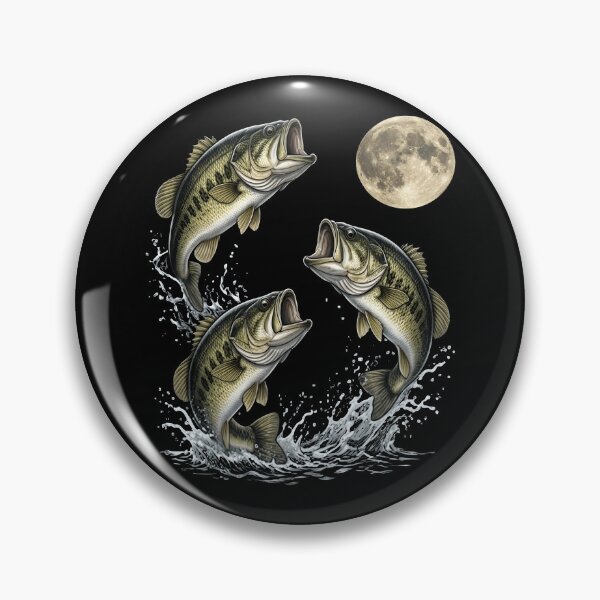Item preview, Bass Fish Howling to The Moon Vintage Angler Fisherman designed and sold by Morescitaf.