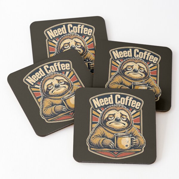 Item preview, Need Coffee Sloth – Funny Retro Coffee Lover Design designed and sold by Dogandesighn.