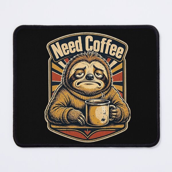 Item preview, Need Coffee Sloth – Funny Retro Coffee Lover Design designed and sold by Dogandesighn.