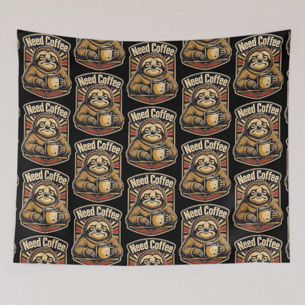 Item preview, Need Coffee Sloth – Funny Retro Coffee Lover Design designed and sold by Dogandesighn.