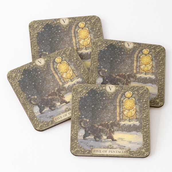 Item preview, Five of Pentacles - Tarot Cat designed and sold by PictorialWhimsy.