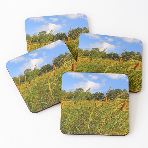 Item preview, Windy Summer Meadow: Wild Cattails Under a Blue Sky designed and sold by Levorr.