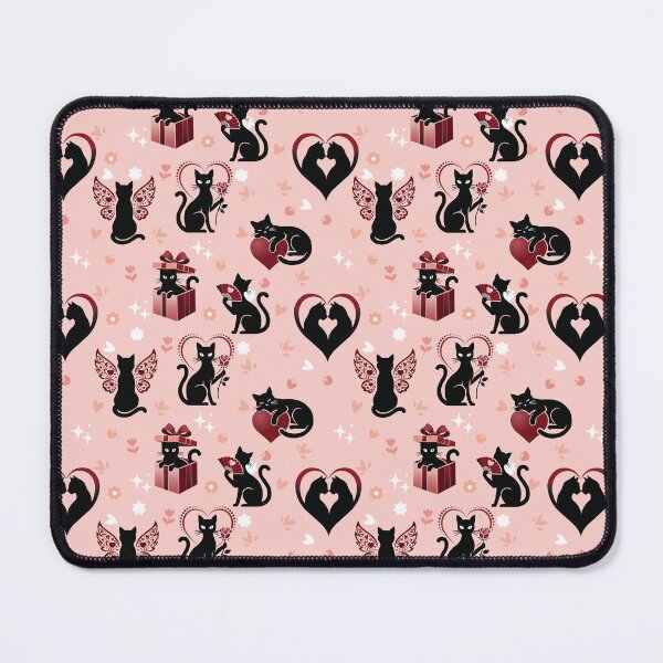 Item preview, Cute Black Cat Valentine Seamless Pattern designed and sold by prapapon.