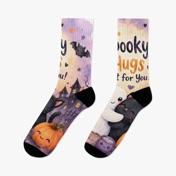 Item preview, Spooky Hugs Just for You – Cute Halloween Ghost & Black Cat designed and sold by blankTeeShirt.