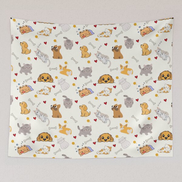 Item preview, Cute Cats and Dogs Seamless Pattern designed and sold by PawVista.