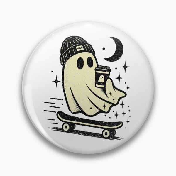 Item preview, Skating Ghost With Coffee Cute Halloween Skateboarder designed and sold by Ortigzitoun.