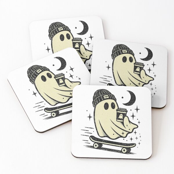 Item preview, Skating Ghost With Coffee Cute Halloween Skateboarder designed and sold by Ortigzitoun.
