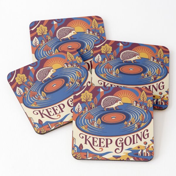 Item preview, Keep Going – Whimsical Hedgehog Vinyl Record Illustration designed and sold by Dogandesighn.