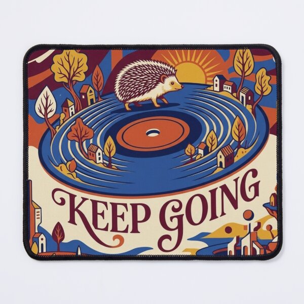 Item preview, Keep Going – Whimsical Hedgehog Vinyl Record Illustration designed and sold by Dogandesighn.
