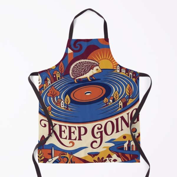 Item preview, Keep Going – Whimsical Hedgehog Vinyl Record Illustration designed and sold by Dogandesighn.