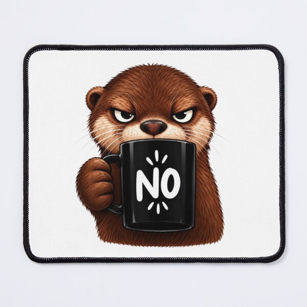 Item preview, Grumpy Otter Drinking Coffee Saying No designed and sold by Snurly.