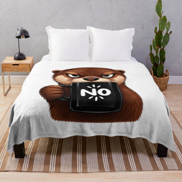 Item preview, Grumpy Otter Drinking Coffee Saying No designed and sold by Snurly.