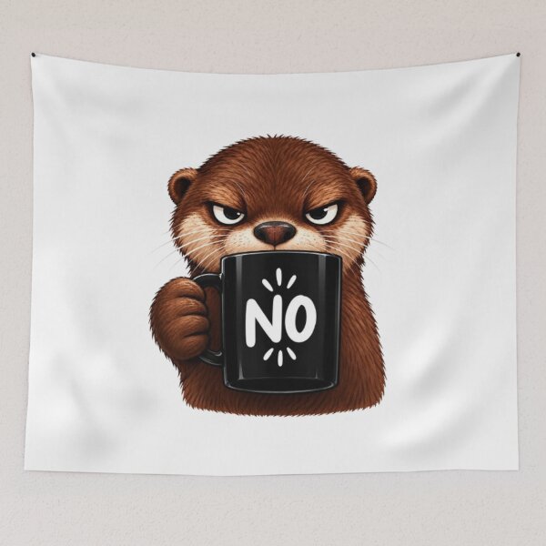 Item preview, Grumpy Otter Drinking Coffee Saying No designed and sold by Snurly.