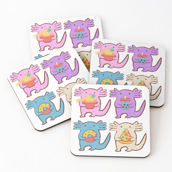 Item preview, Axolotl Snacks Sticker Pack - Ramen, Boba, Donut, Pizza designed and sold by BysonDesigns.