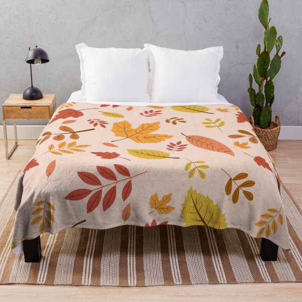 Item preview, Autumn Leaves Pattern Throw Blanket in Rust and Ochre designed and sold by FestivityFinds.