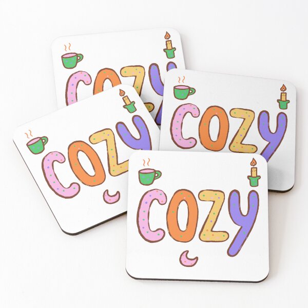 Item preview, Cozy - Hand-Lettered Riso Word with Mug and Candle designed and sold by BysonDesigns.