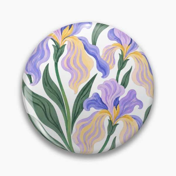 Item preview, Lavender Irises Retro Folk Art Botanical Design designed and sold by VisualArtsOasis.
